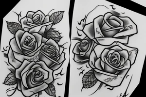 Japanese tattoo with clouds, roses, sword tattoo idea