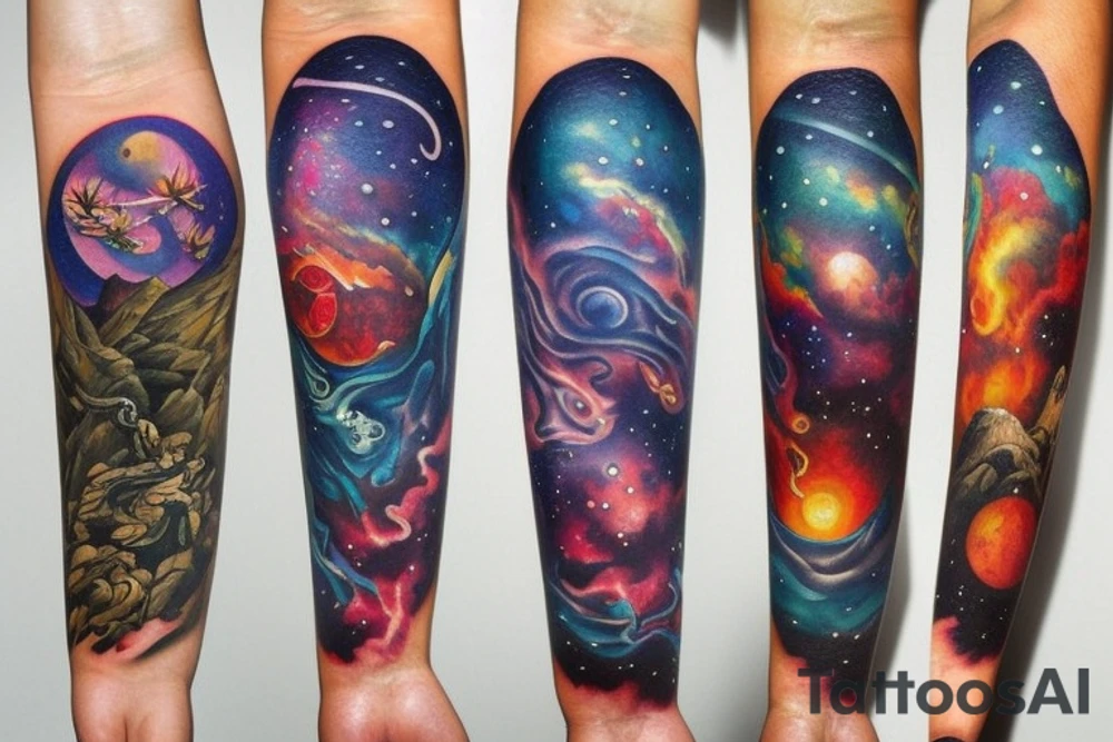 space forest tattoo idea