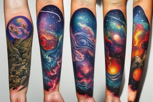 space forest tattoo idea
