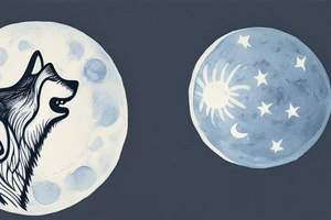 wolf looking up at the moon. both are shedding a tear tattoo idea