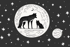 wolf looking up at the moon. both are shedding a tear tattoo idea