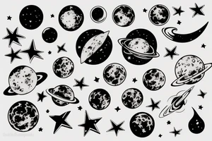 Something related to space, moon and stars tattoo idea