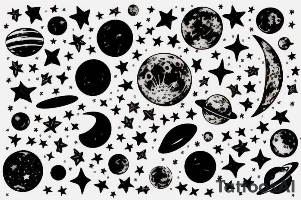 Something related to space, moon and stars tattoo idea
