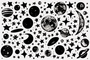 Something related to space, moon and stars tattoo idea