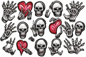 A skeleton praising a melting ice heart in hands tattoo idea