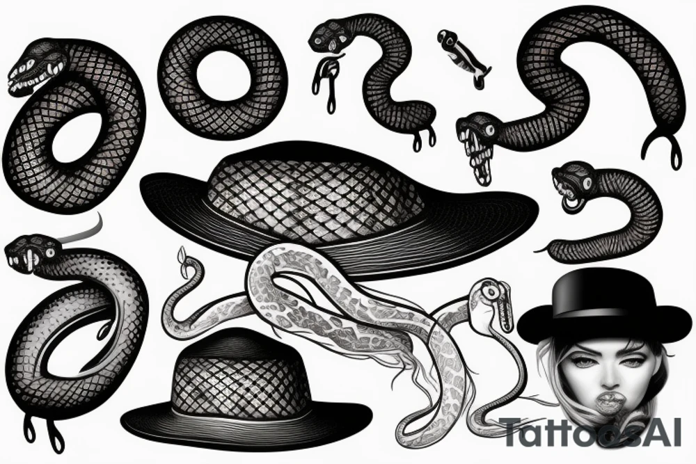 Snake wearing a hat tattoo idea
