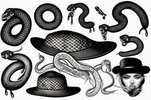 Snake wearing a hat tattoo idea
