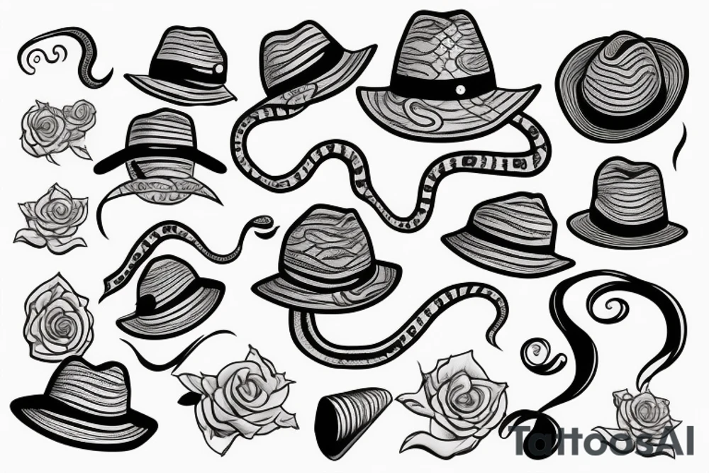 Snake wearing a hat tattoo idea
