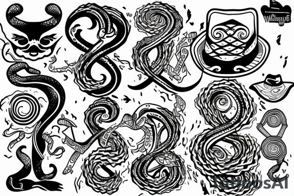 Snake wearing a hat tattoo idea