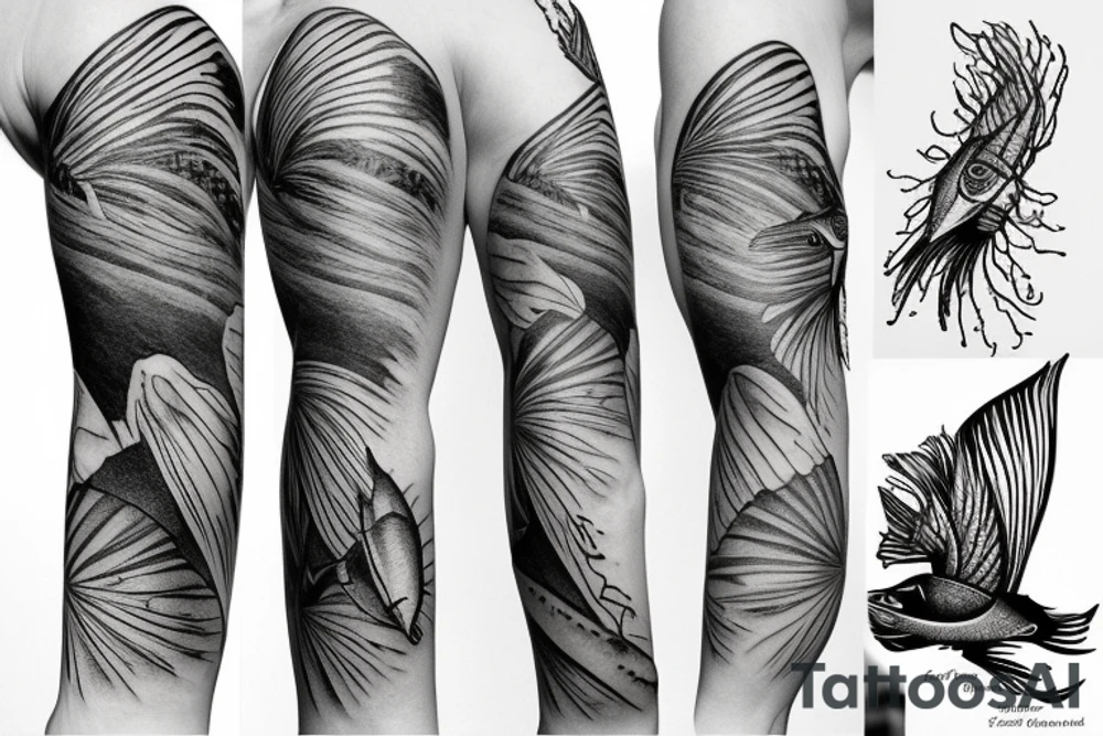 Fly fishing in the mountain river tattoo idea