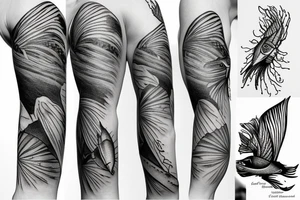 Fly fishing in the mountain river tattoo idea