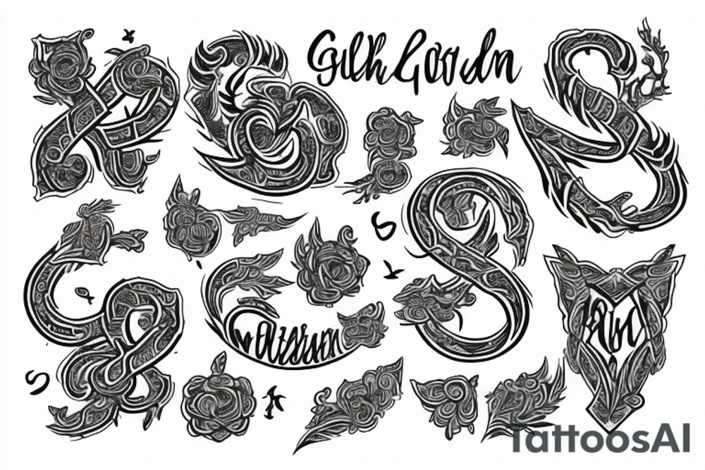 Golden name with yash tattoo idea