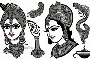Lord krishna in black suit tattoo idea