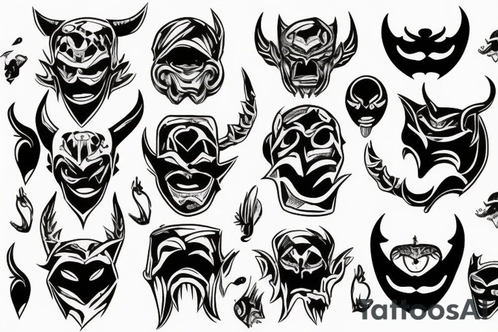Devil with mask tattoo idea