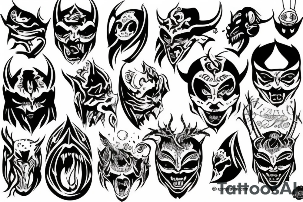 Devil with mask tattoo idea