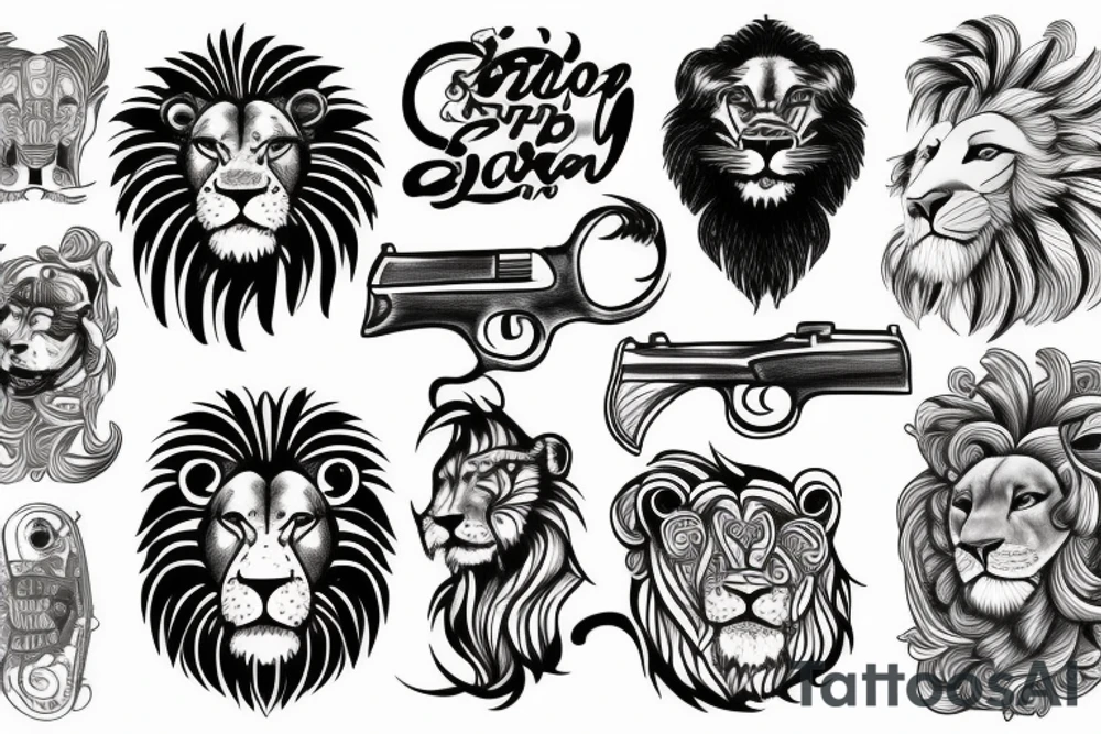Lion with a gun tattoo idea