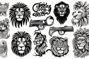 Lion with a gun tattoo idea