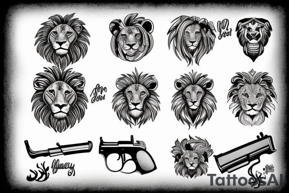 Lion with a gun tattoo idea