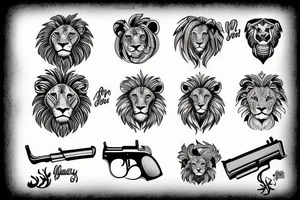 Lion with a gun tattoo idea