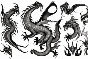 One dragon with three heads tattoo idea