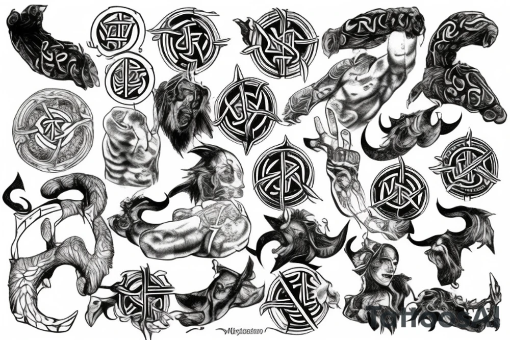 A sleeve of norse myrhology tattoo idea