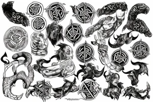 A sleeve of norse myrhology tattoo idea