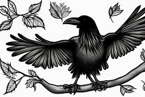 A raven on a branch tattoo idea