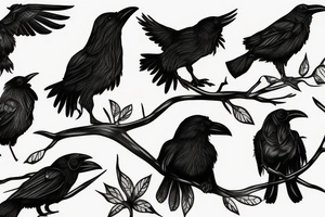 A raven on a branch tattoo idea