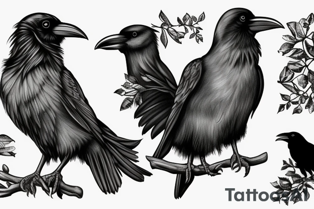 A raven on a branch tattoo idea