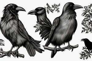 A raven on a branch tattoo idea