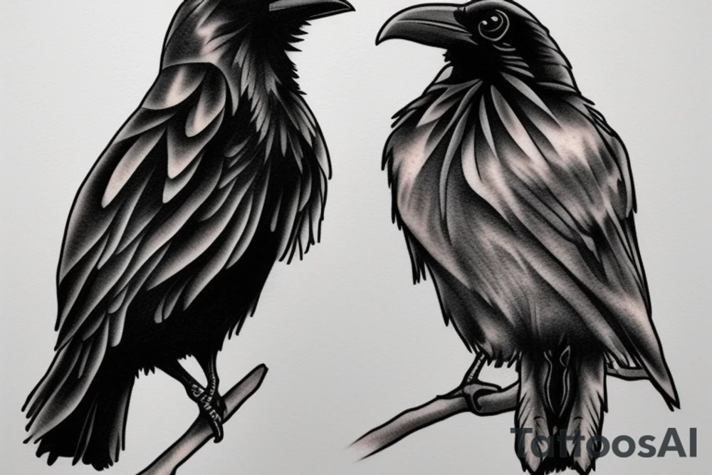 A raven on a branch tattoo idea