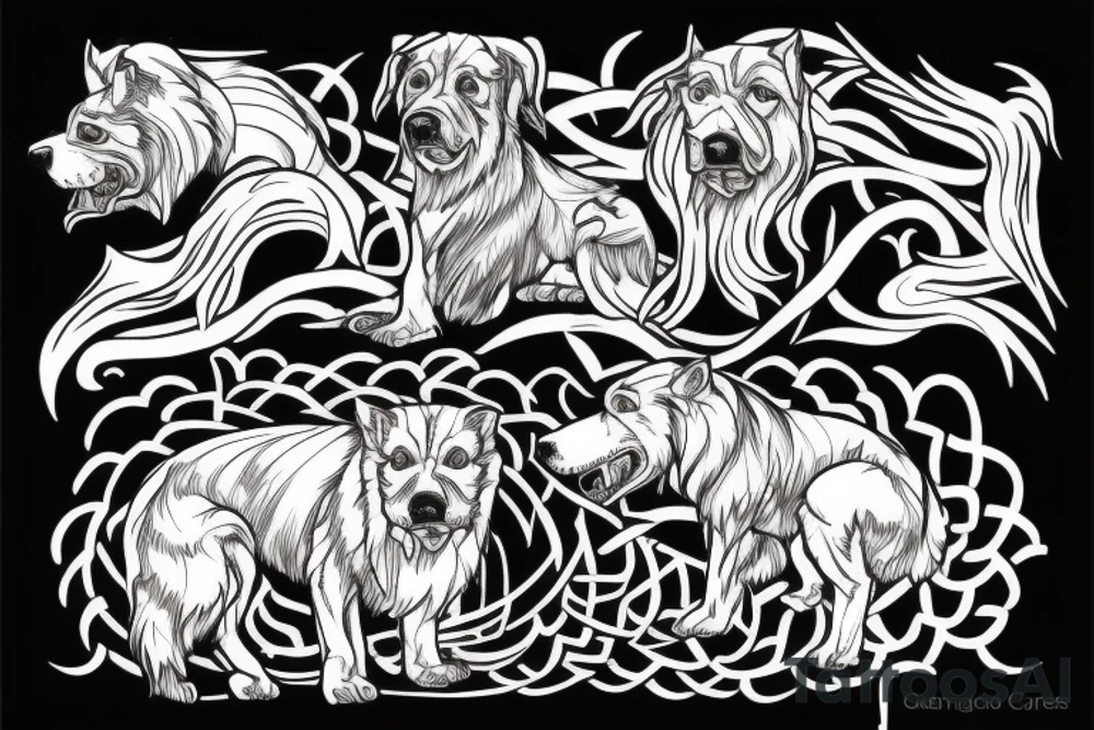 Cerberus guarding the tree of life tattoo idea