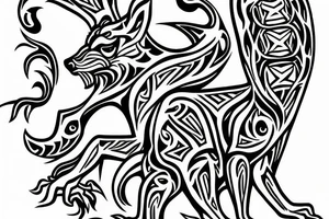 Cerberus guarding the tree of life tattoo idea