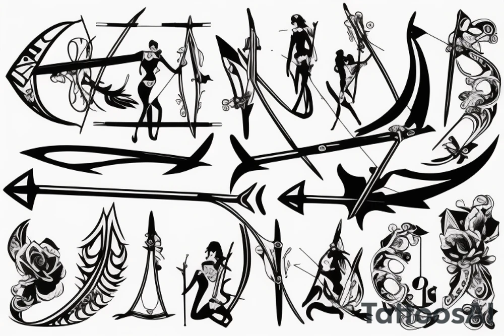 woman with bow and arrow tattoo idea
