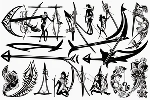 woman with bow and arrow tattoo idea