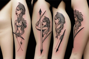 woman with bow and arrow tattoo idea