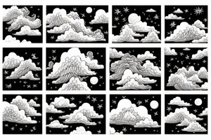 Stormy clouds with wolf and astronaut tattoo idea