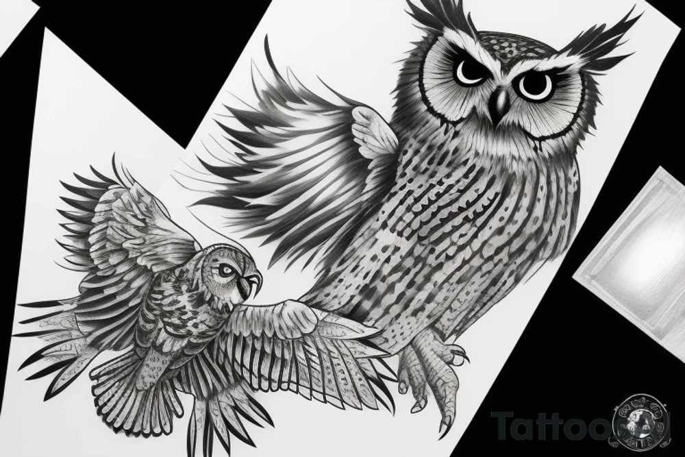 MIX EAGLE OWL tattoo idea