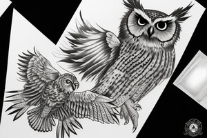 MIX EAGLE OWL tattoo idea