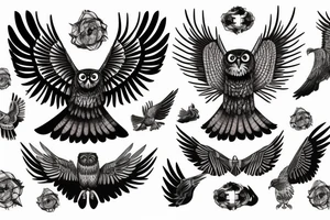 MIX EAGLE OWL tattoo idea