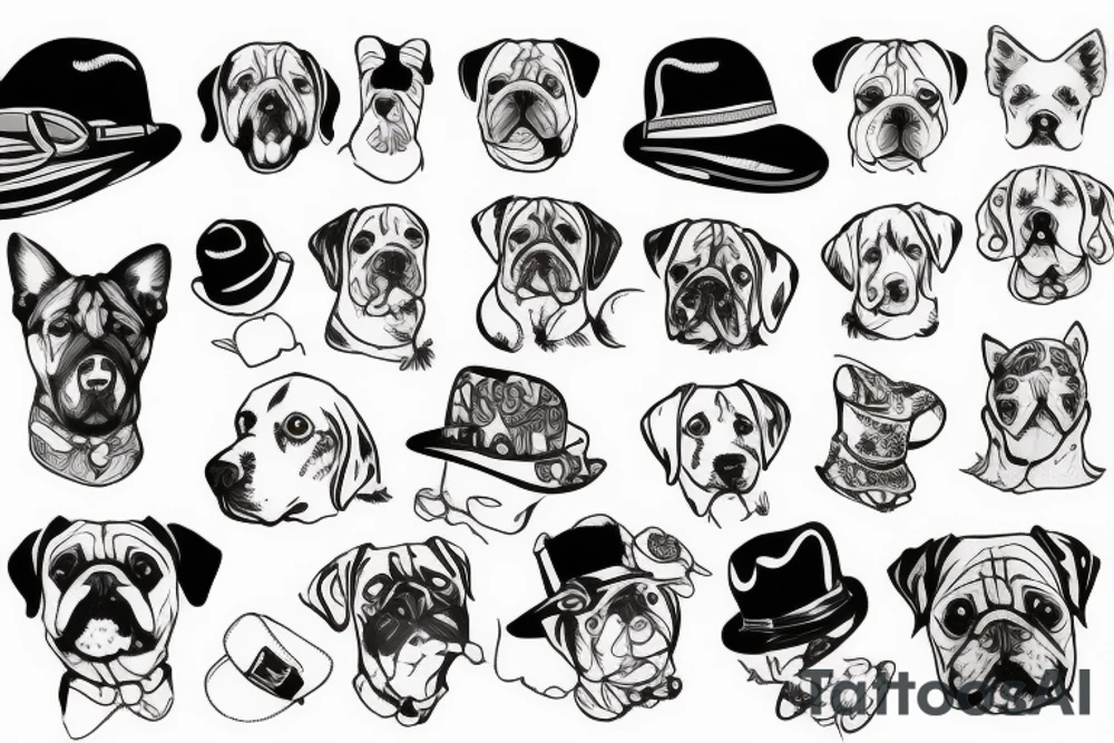 a dog wear hat tattoo idea