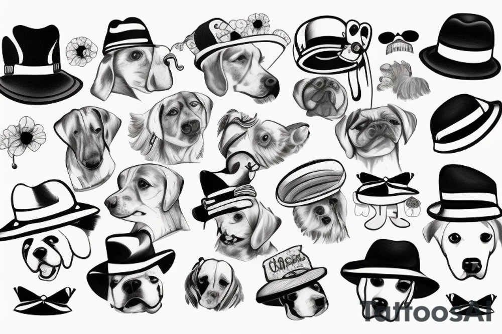 a dog wear hat tattoo idea