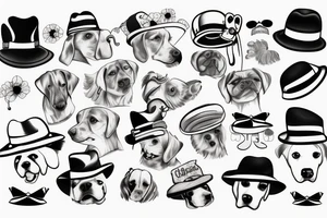 a dog wear hat tattoo idea