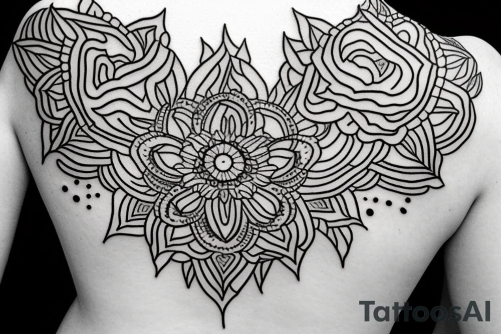 back piece mandala and lotus flower tattoo idea