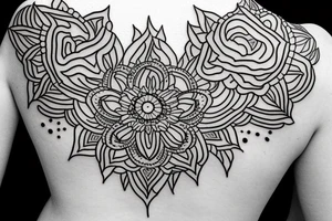 back piece mandala and lotus flower tattoo idea