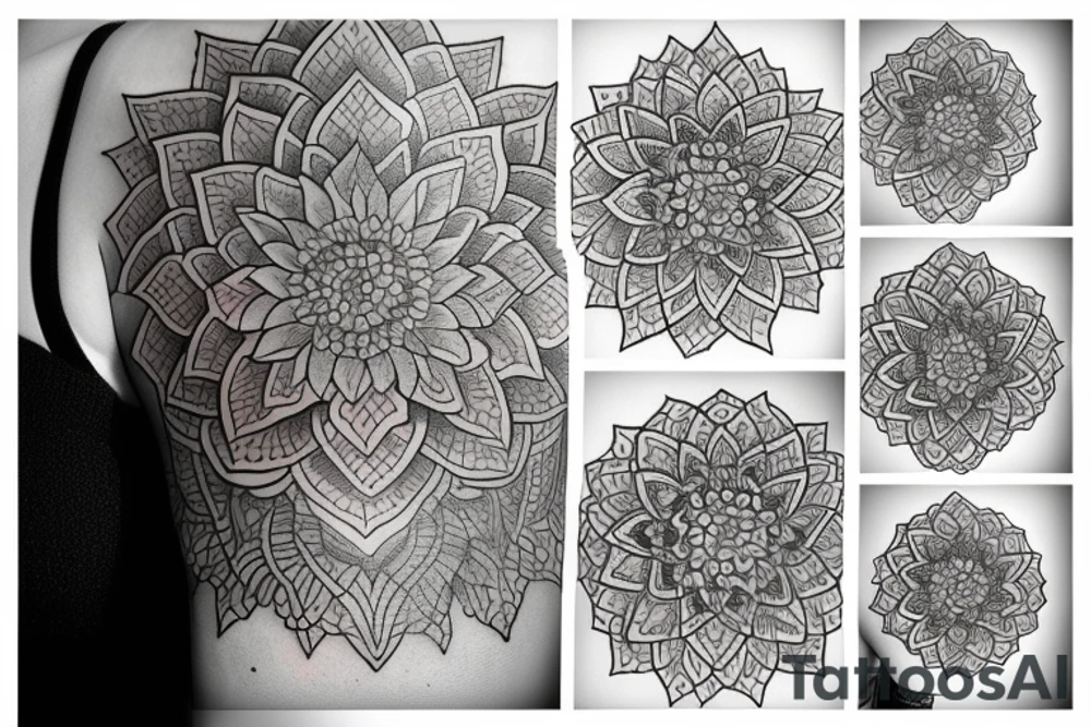 mandala and lotus flower tattoo idea