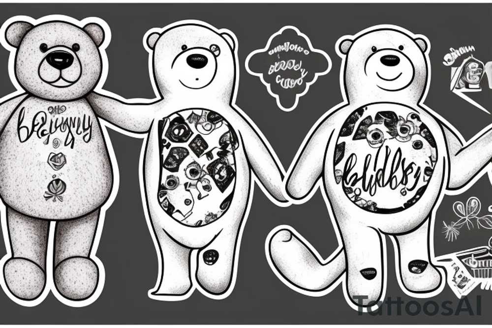a chunky monkey and a mighty teddy bear tattoo idea