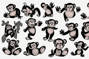 a monkey wrestling a teddy bear tattoo idea