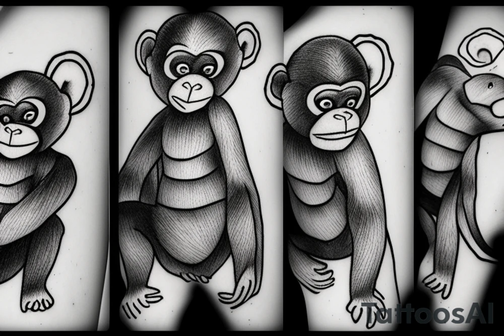 a monkey wrestling a teddy bear tattoo idea