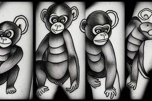 a monkey wrestling a teddy bear tattoo idea